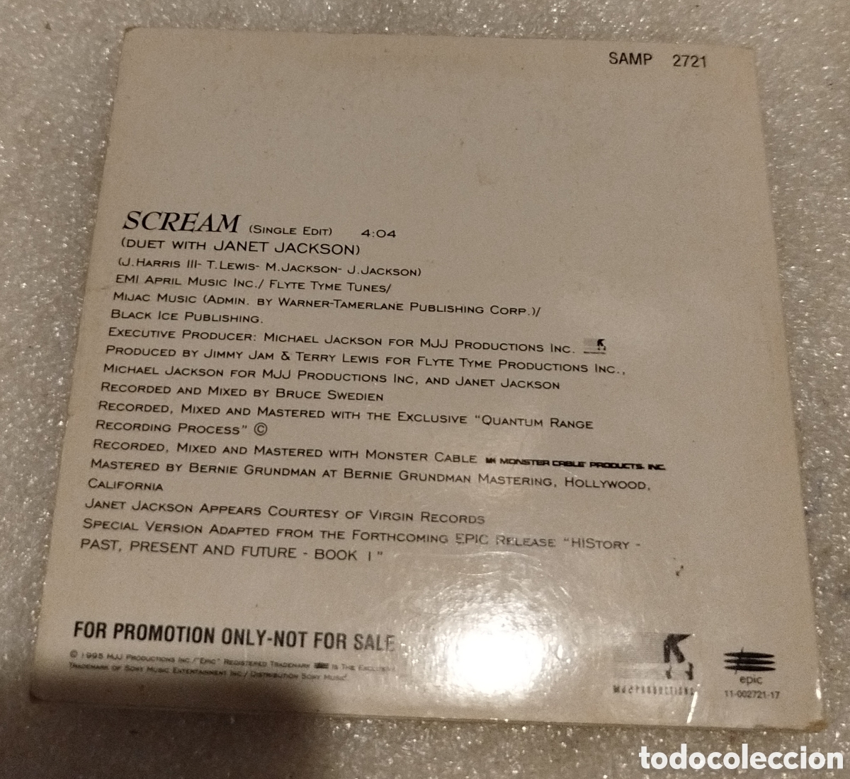 CDs de m&uacute;sica: Michael Jackson ( con janet Jackson) - Scream. Cd single - Foto 2