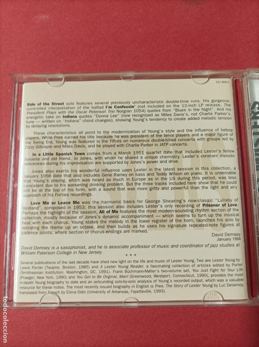 CDs de m&uacute;sica: COMPACT DISC CD LESTER YOUNG JAZZ MASTERS 30 - Foto 3