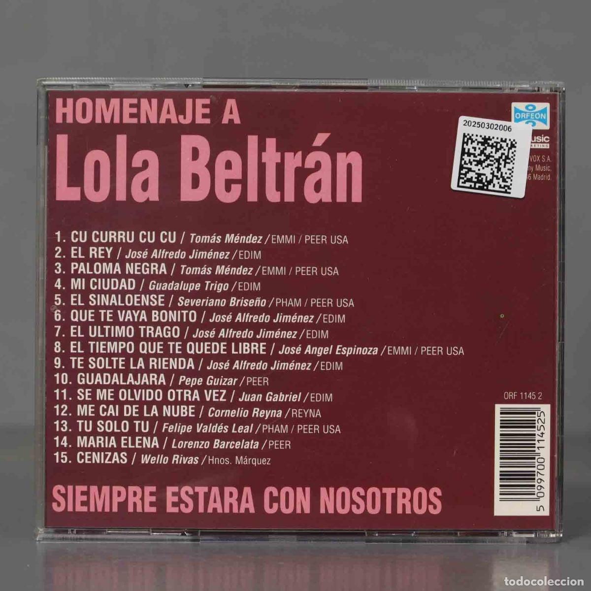 CDs de m&uacute;sica: CD. HOMENAJE A Lola Beltr&aacute;n - Foto 2