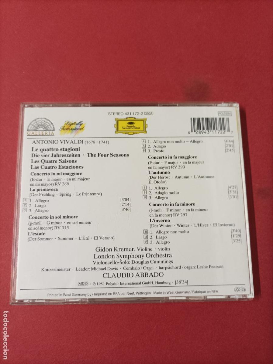 CDs de m&uacute;sica: COMPACT DISC CD ANTONIO VIVALDI LE QUATTRO STAGIONI - Foto 4