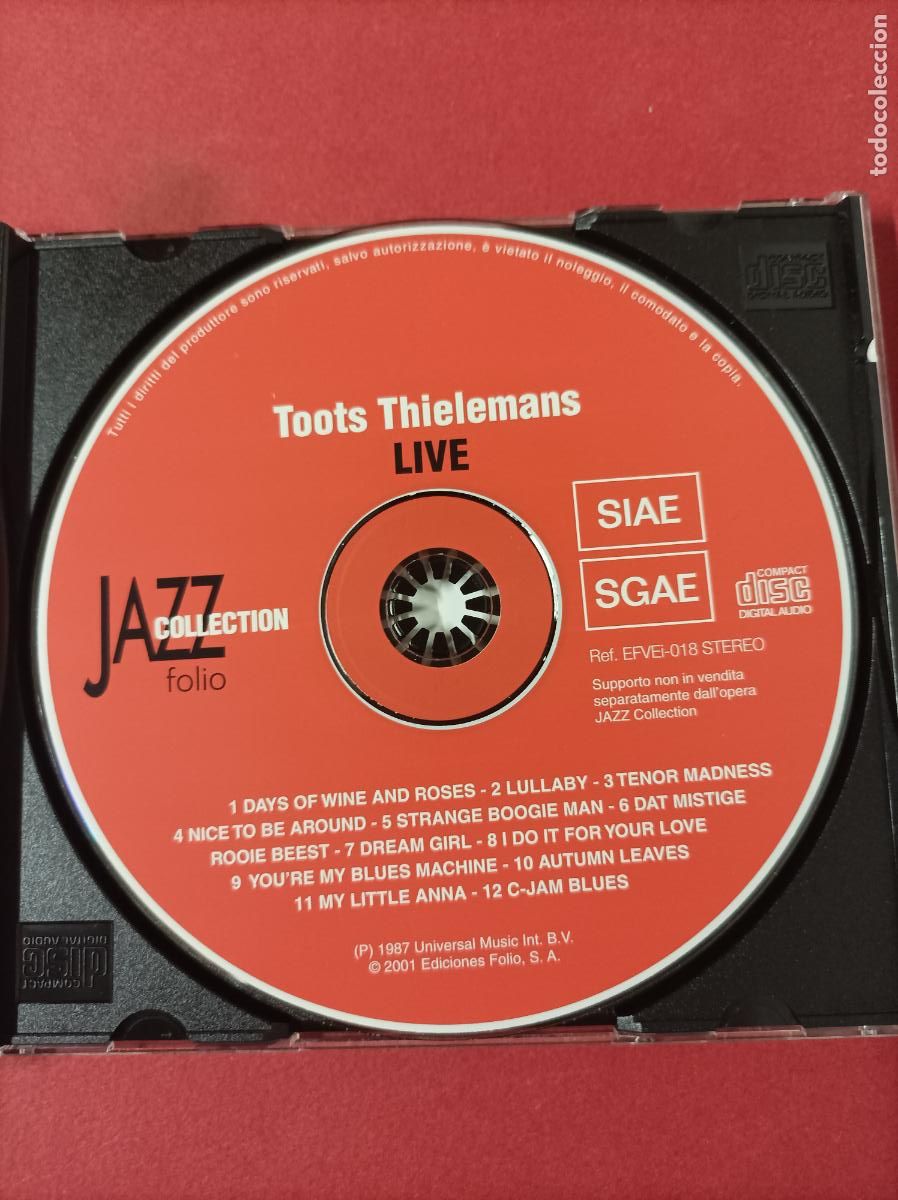 CDs de m&uacute;sica: COMPACT DISC CD JAZZ COLLECTION TOOTS THIELEMANS LIVE - Foto 2