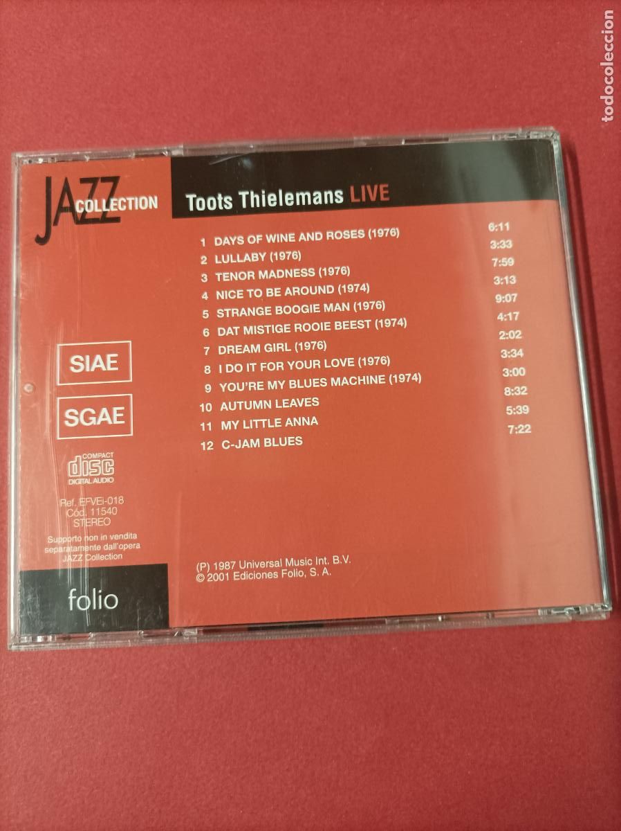 CDs de m&uacute;sica: COMPACT DISC CD JAZZ COLLECTION TOOTS THIELEMANS LIVE - Foto 4