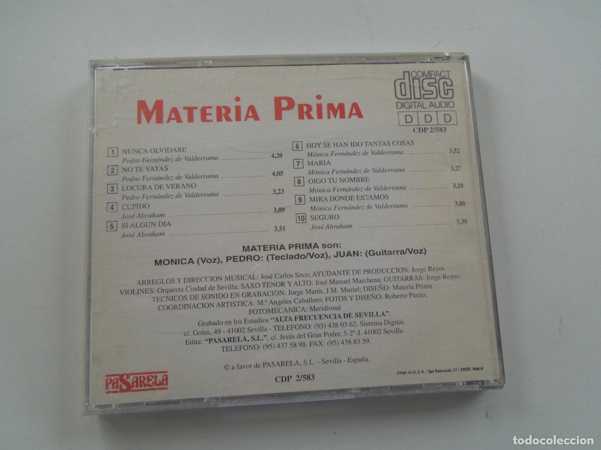 CDs de m&uacute;sica: MATERIA PRIMA - CD PASARELA - 1993 - Foto 3