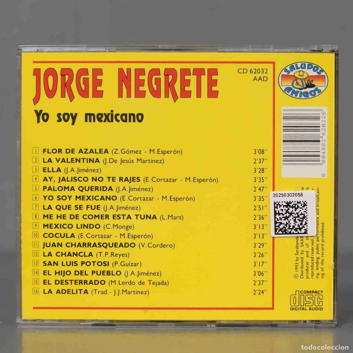 CDs de m&uacute;sica: CD. Jorge Negrete &ndash; Yo So Mexicano - Foto 2