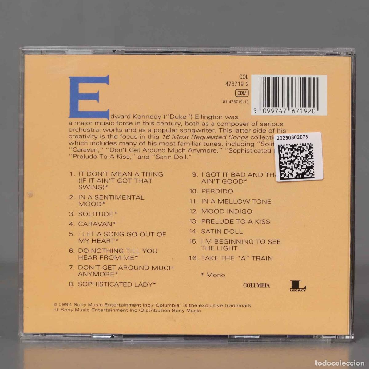 CDs de m&uacute;sica: CD. Duke Ellington &ndash; 16 Most Requested Songs - Foto 2