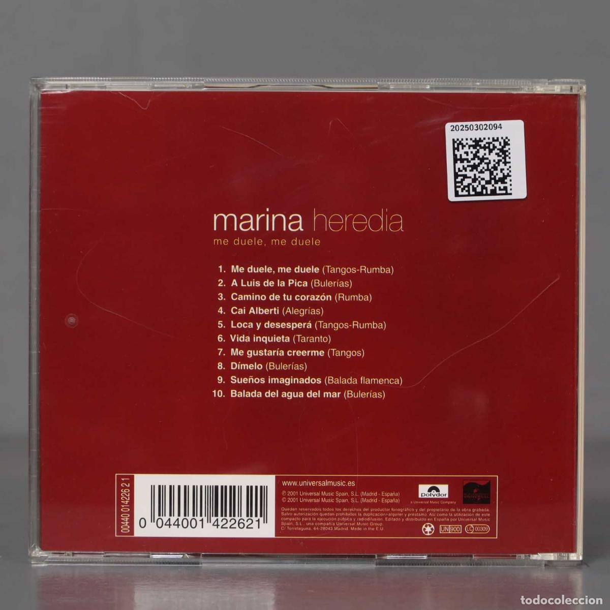 CDs de m&uacute;sica: CD. Marina Heredia &ndash; Me Duele, Me Duele - Foto 2