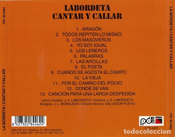 CDs de m&uacute;sica: Labordeta &ndash; Cantar I Callar - Foto 2