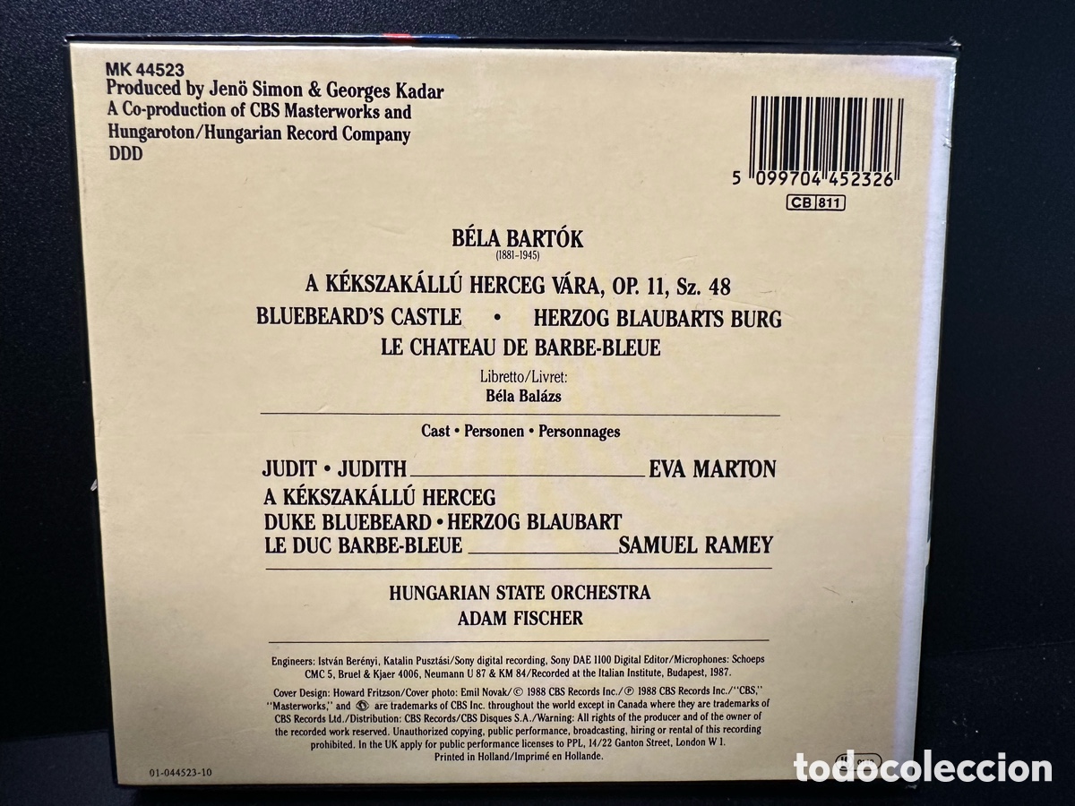 CDs de m&uacute;sica: Bart&oacute;k - Adam Fischer - Bluebeard&rsquo;s Castle (CD) - Foto 2