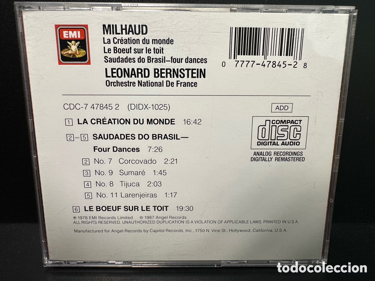 CDs de m&uacute;sica: Milhaud - Leonard Bernstein - La Cr&eacute;ation Du Monde (CD) - Foto 2