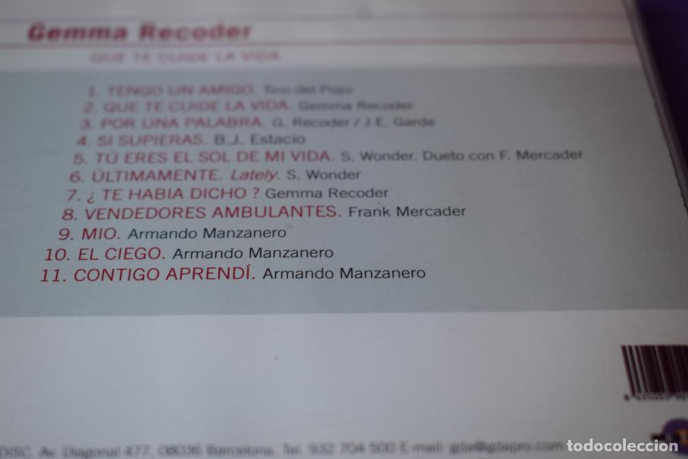CDs de m&uacute;sica: GEMMA RECODER - QUE TE CUIDE LA VIDA - CD 2001 - Foto 6