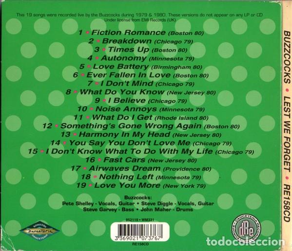 CDs de m&uacute;sica: Buzzcocks &ndash; Lest We Forget - Digipak - Foto 2