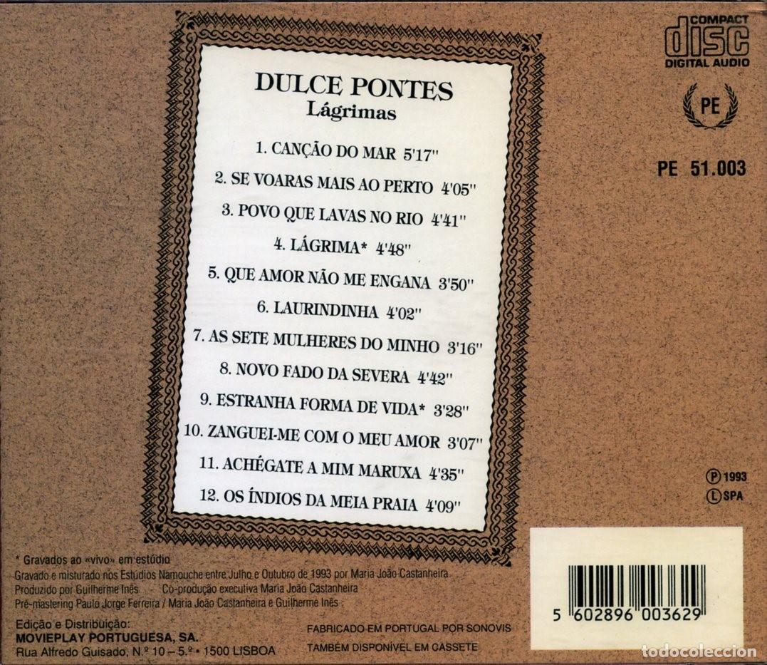 CDs de m&uacute;sica: DULCE PONTES. L&aacute;grimas. - Foto 2