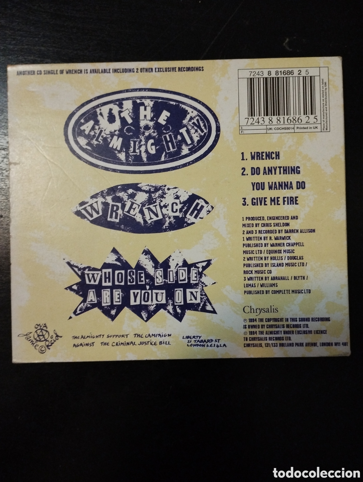 CDs de m&uacute;sica: The Almighty &ndash; Wrench. 9194. UK. CD, Single - Foto 4