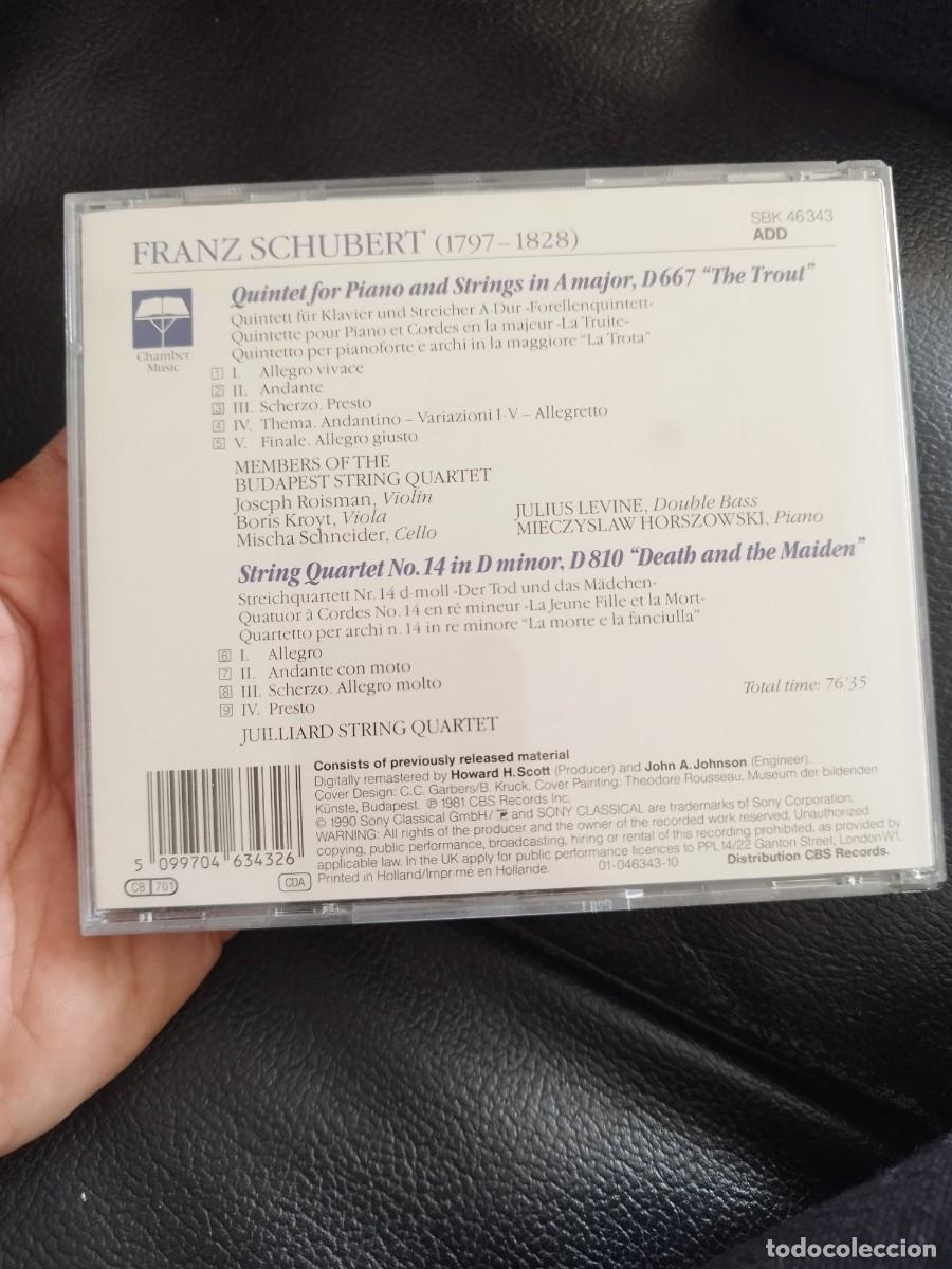 CDs de m&uacute;sica: Schubert* &ndash; Budapest String Quartet &bull; Mieczyslaw Horszowski &bull; Juilliard String Quartet &ndash; Cd sin uso. - Foto 2