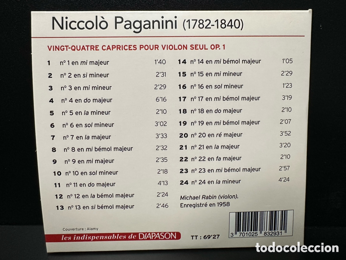 CDs de m&uacute;sica: Paganini - Michael Rabin - Caprices Pour Violon (CD) - Foto 3