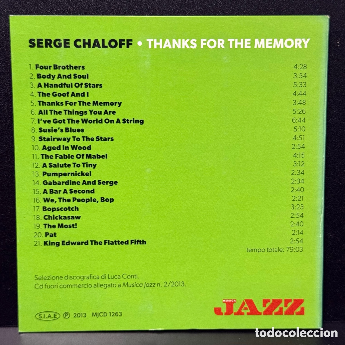 CDs de m&uacute;sica: Serge Chaloff - Thanks For The Memory (CD) - Foto 2
