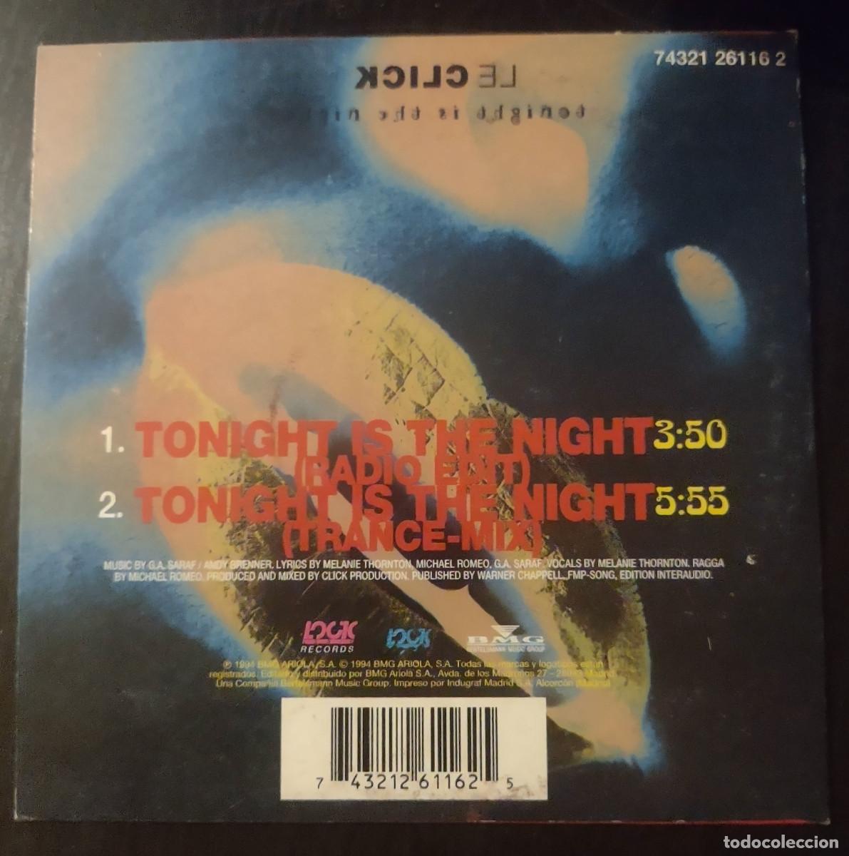 CDs de m&uacute;sica: Le Click - Tonight Is The Night (Remix) - Foto 2