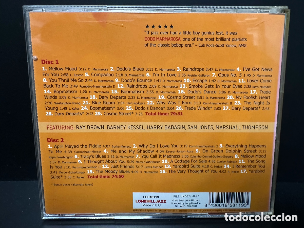 CDs de m&uacute;sica: Dodo Marmarosa Trio - Complete Studio Recordings (2xCD) - Foto 2