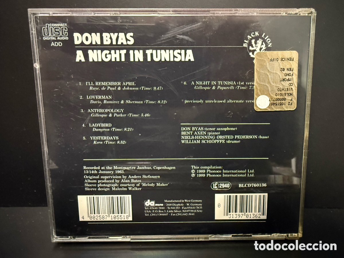 CDs de m&uacute;sica: Don Byas - A Night In Tunisia (CD) - Foto 2