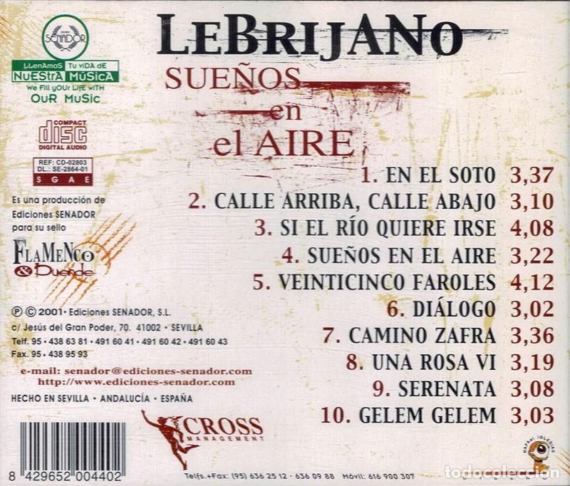CDs de m&uacute;sica: Lebrijano - Sue&ntilde;os En El Aire. CD - Foto 2