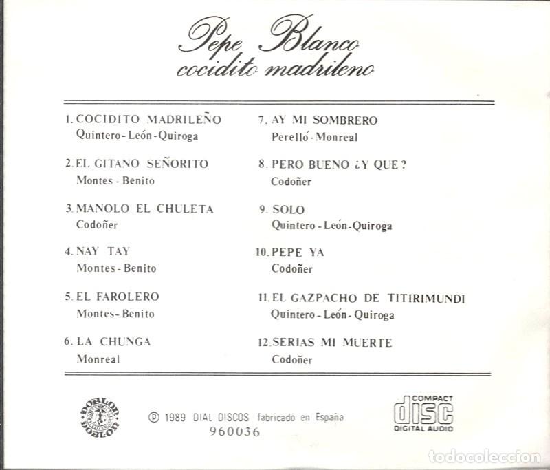 CDs de m&uacute;sica: Pepe Blanco - Cocidito Madrile&ntilde;o. CD - Foto 2