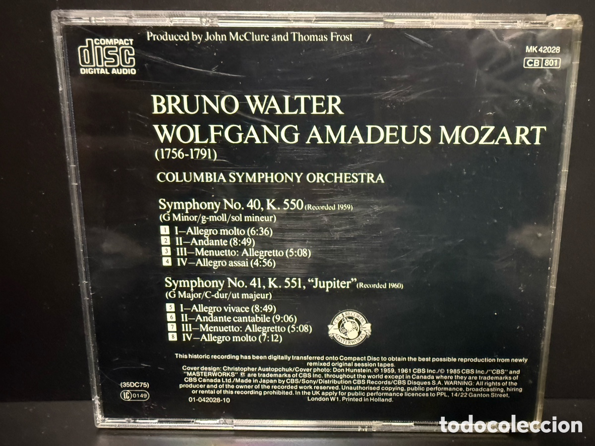 CDs de m&uacute;sica: Mozart - Bruno Walter - Symphony Nos. 40 & 41 (CD) - Foto 2