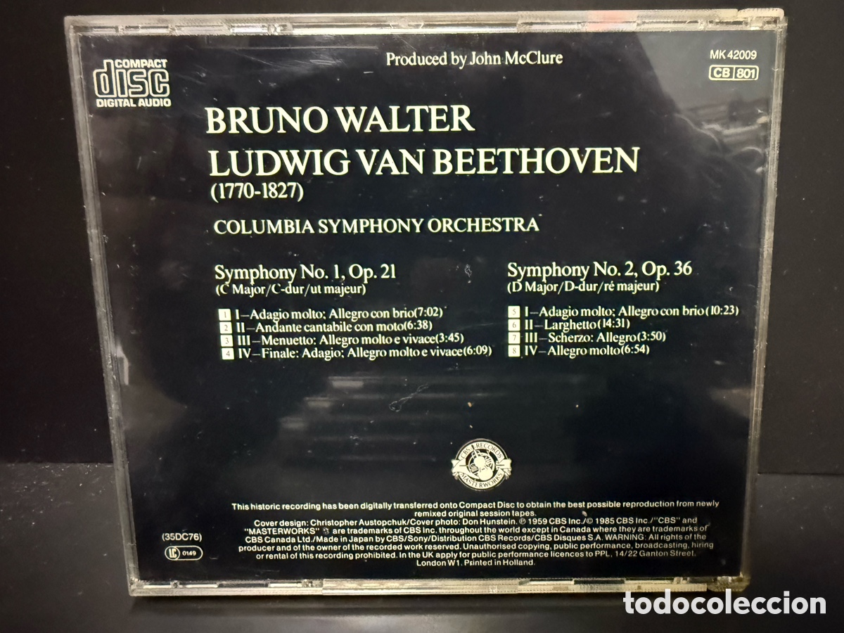 CDs de m&uacute;sica: Beethoven - Bruno Walter - Symphonies 1 & 2 (CD) - Foto 2