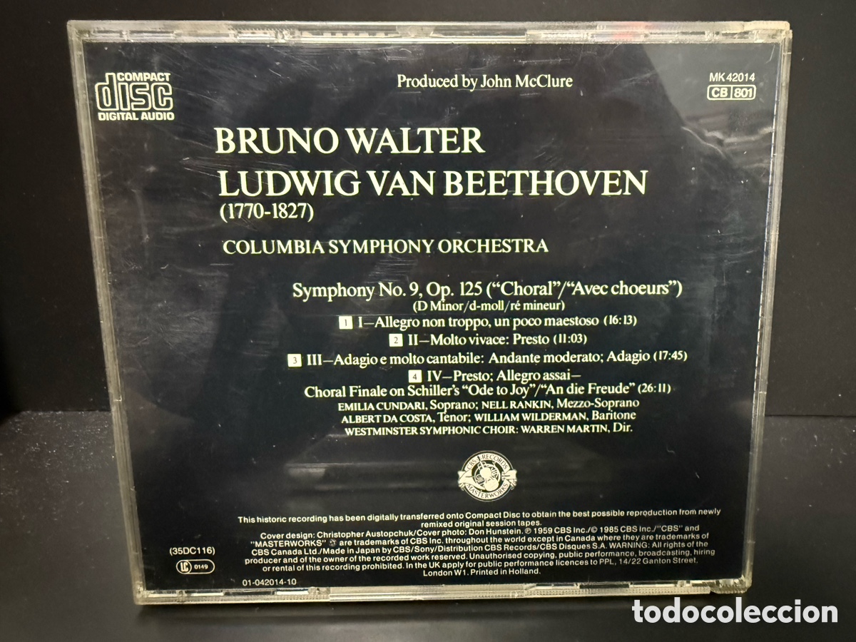 CDs de m&uacute;sica: Beethoven - Bruno Walter - Symphony No. 9 (CD) - Foto 2