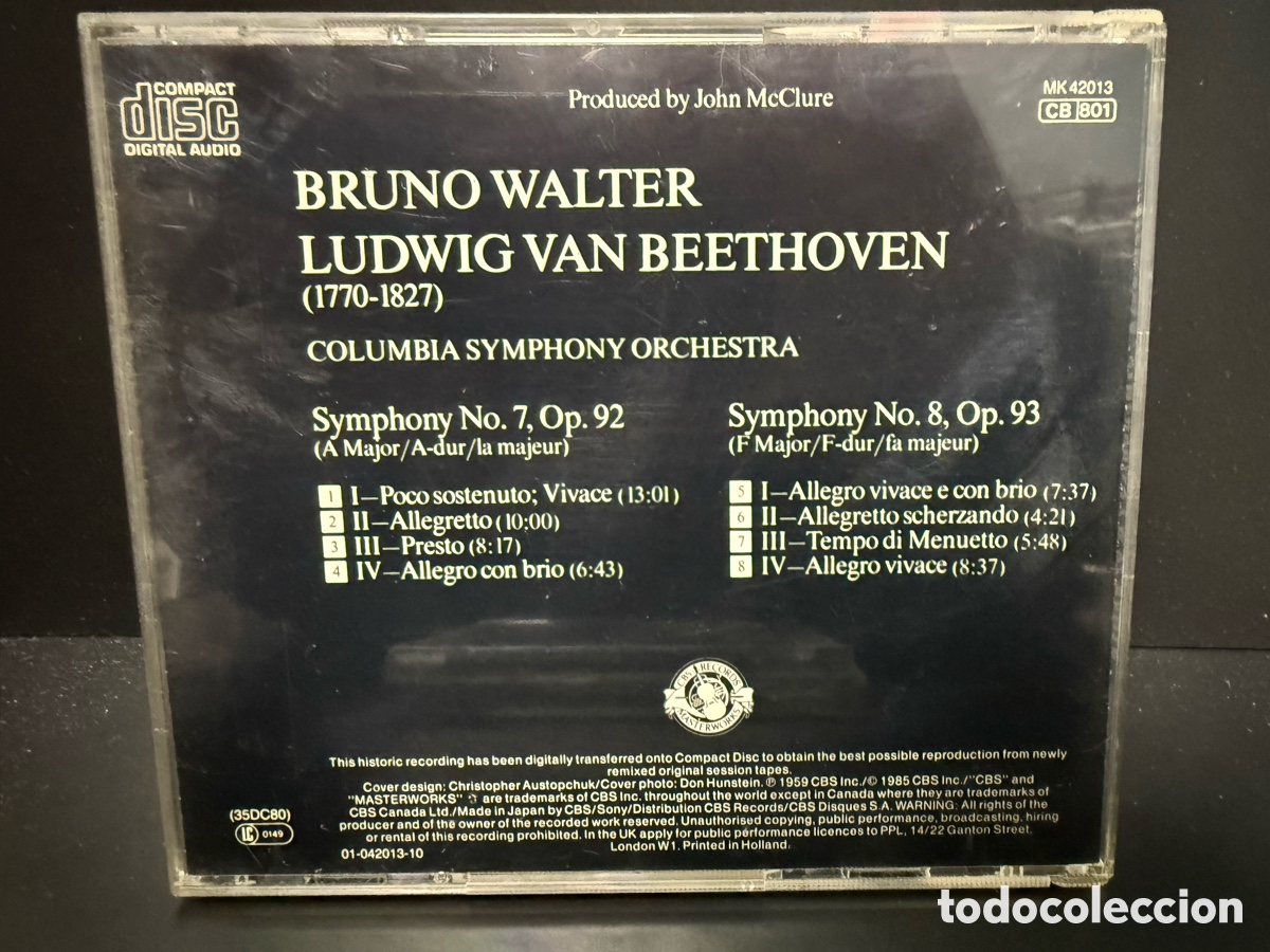 CDs de m&uacute;sica: Beethoven - Bruno Walter - Symphonies 7 & 8 (CD) - Foto 2