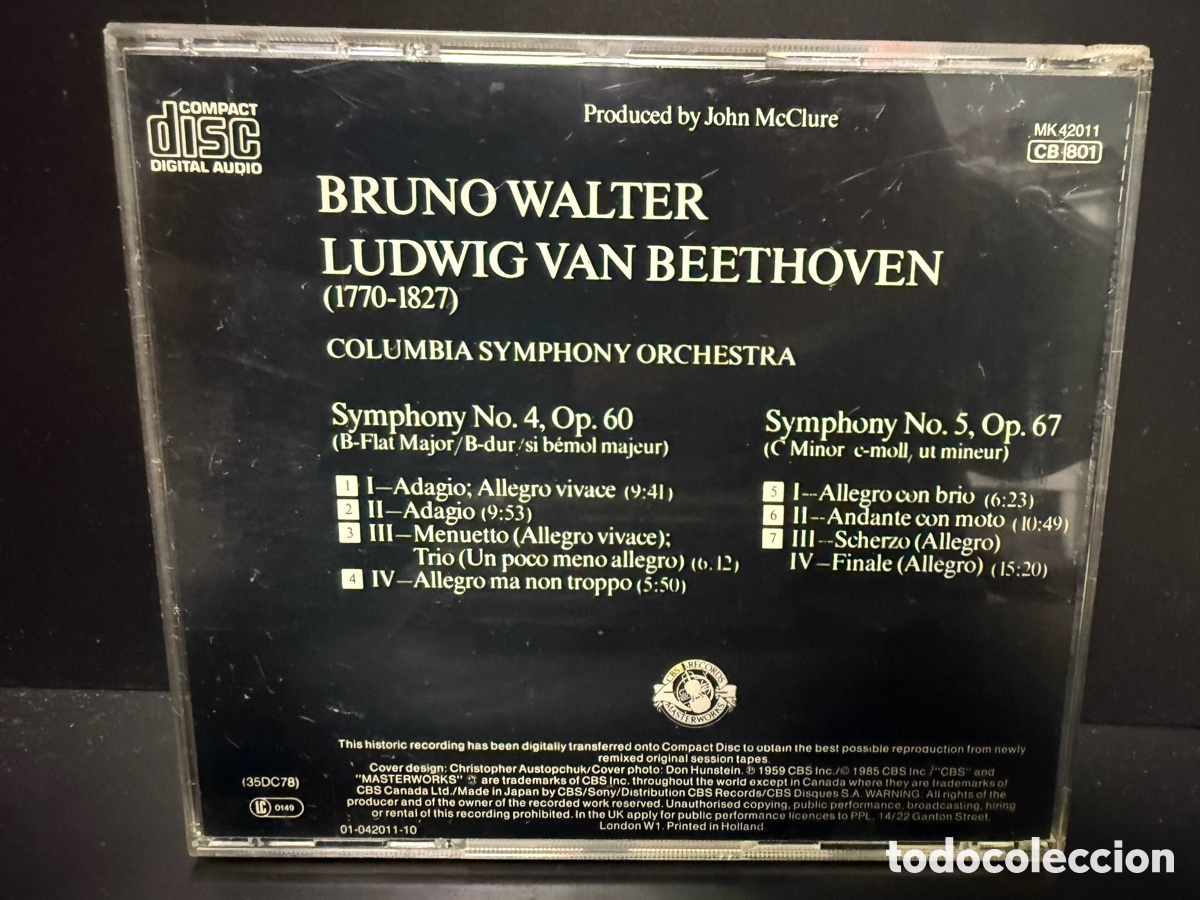 CDs de m&uacute;sica: Beethoven - Bruno Walter - Symphonies 4 & 5 (CD) - Foto 2