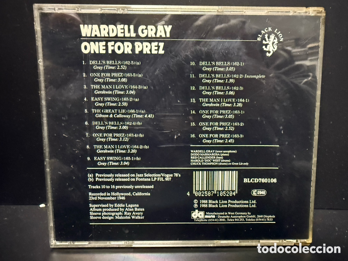 CDs de m&uacute;sica: Wardell Gray - One For Prez (CD) - Foto 2