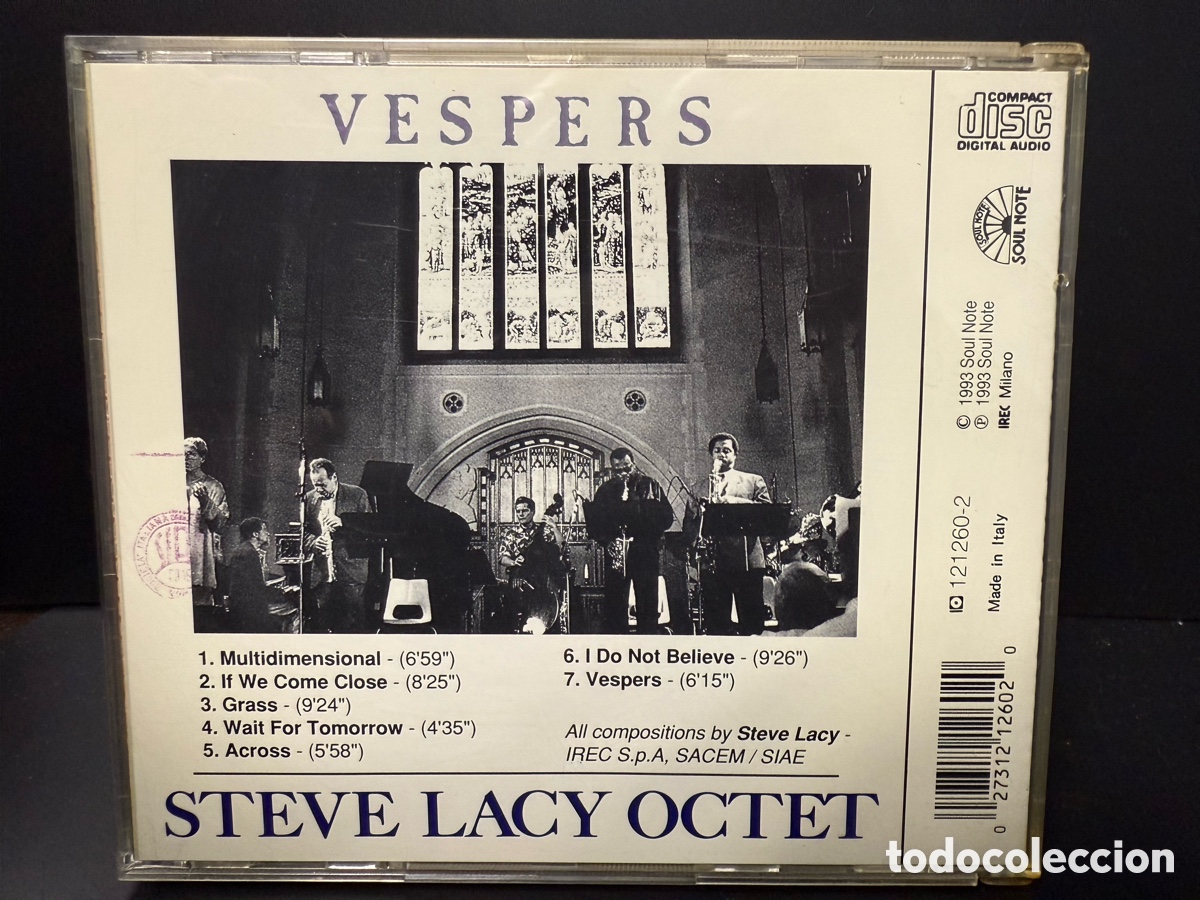 CDs de m&uacute;sica: Steve Lacy Octet - Vespers (CD) - Foto 2