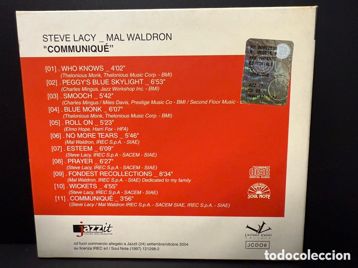 CDs de m&uacute;sica: Steve Lacy / Mal Waldron - Communiqu&eacute; (CD) - Foto 2