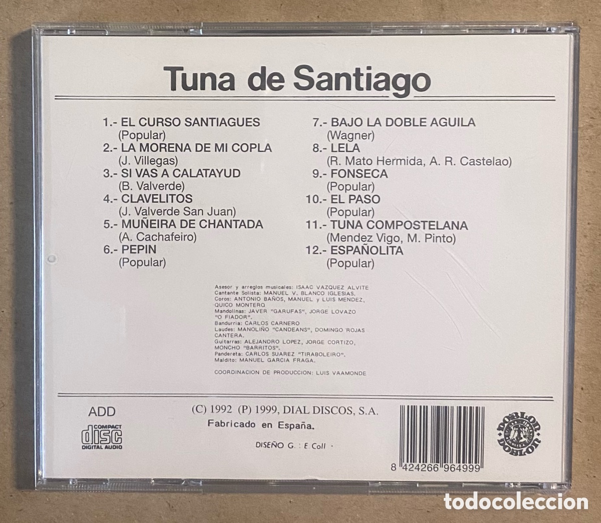 CDs de m&uacute;sica: CD. TUNA DE SANTIAGO (DIAL DISCOS 1999). - Foto 2