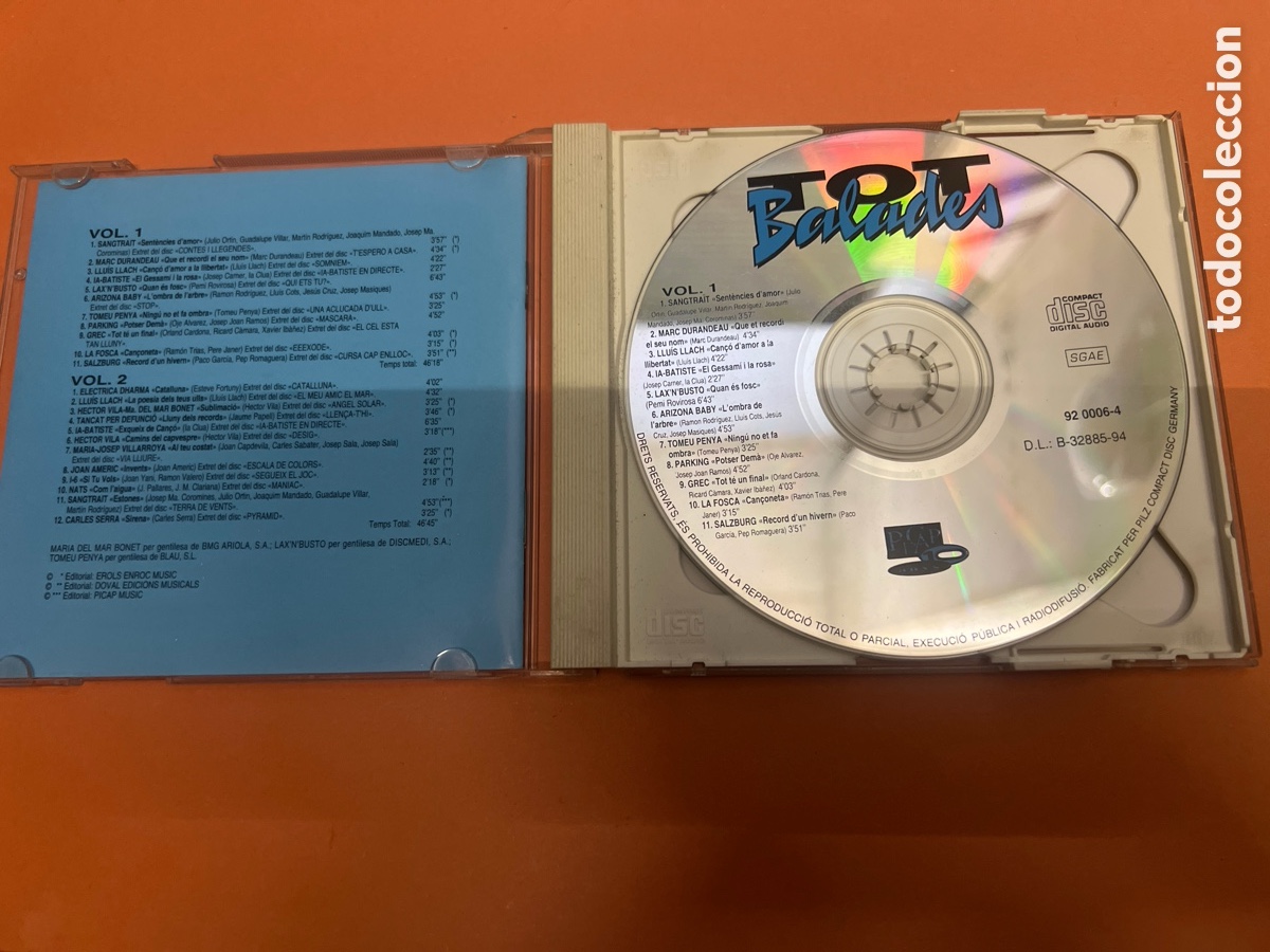 CDs de m&uacute;sica: T2/H3/10. DISCO CD. Tot Balades. COMPACT DISC. - Foto 3