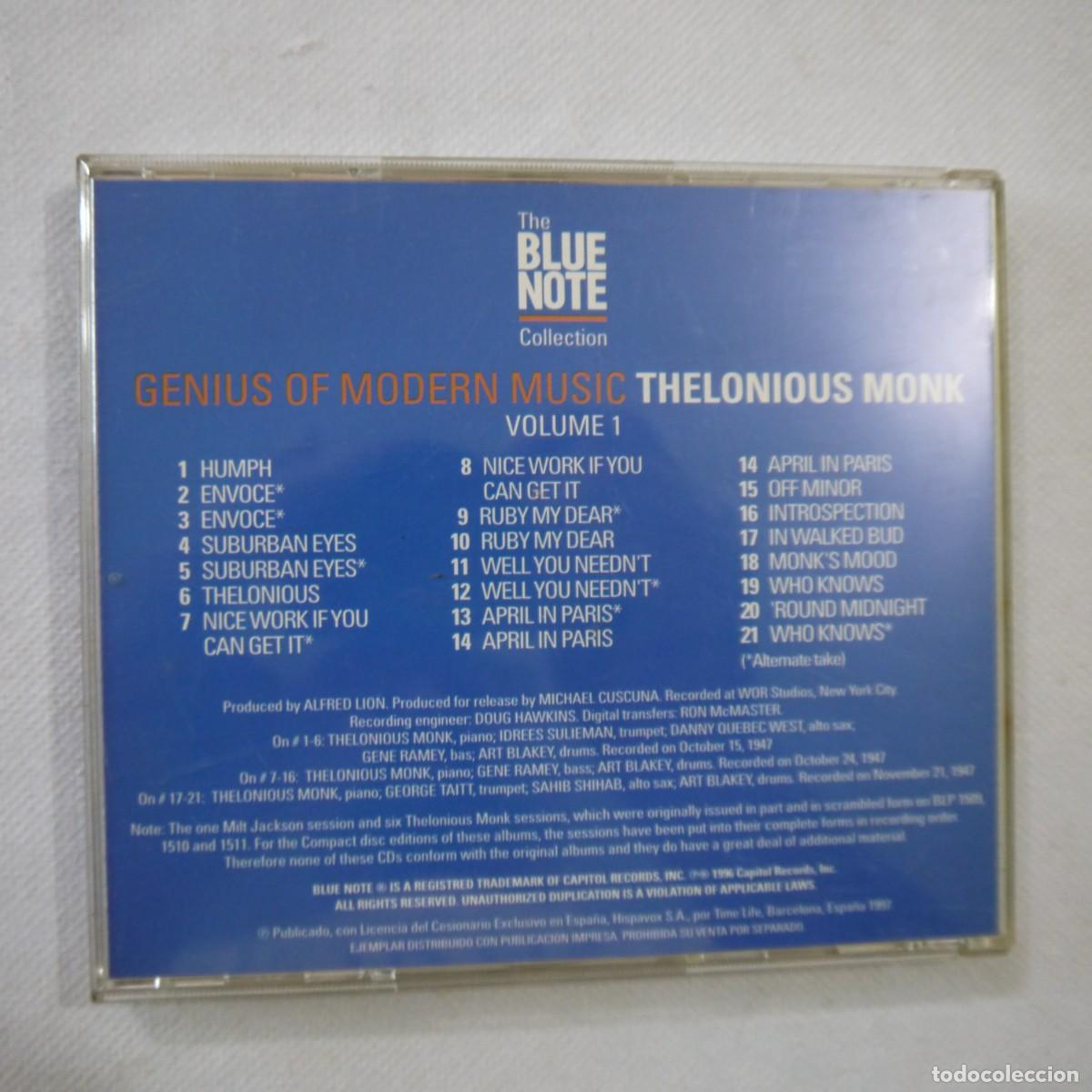 CDs de m&uacute;sica: THELONIOUS MONK - THE BLUE NOTE VOLUME ONE - CD 1997 RESERVADO - Foto 3