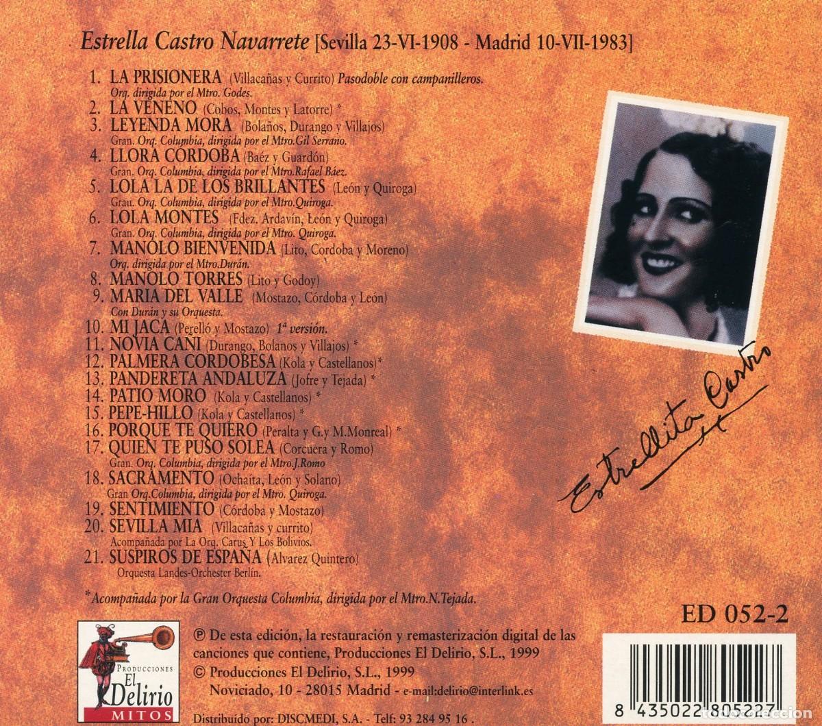 CDs de m&uacute;sica: ESTRELLITA CASTRO, Vol. 2. Pasodobles, 2. (CD) - Foto 2