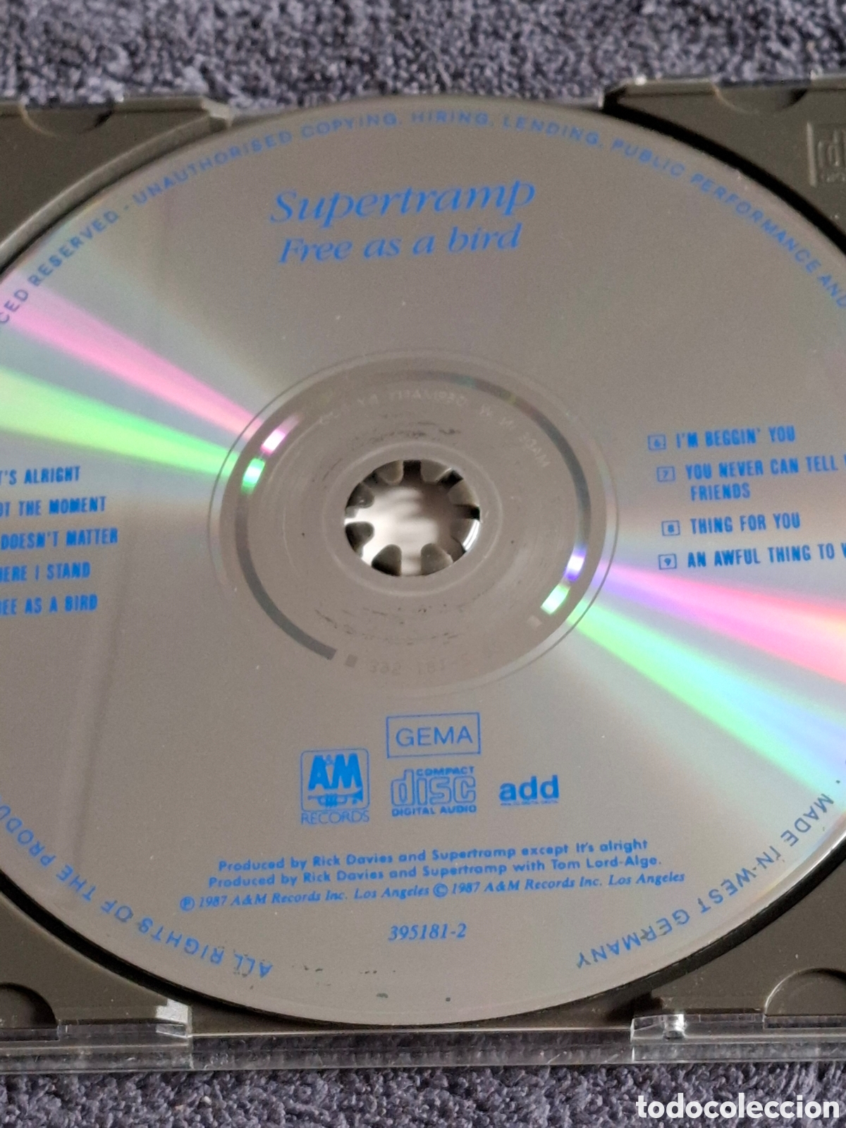 CDs de m&uacute;sica: CD38. Supertram - Free As A Bird 1987. - Foto 3