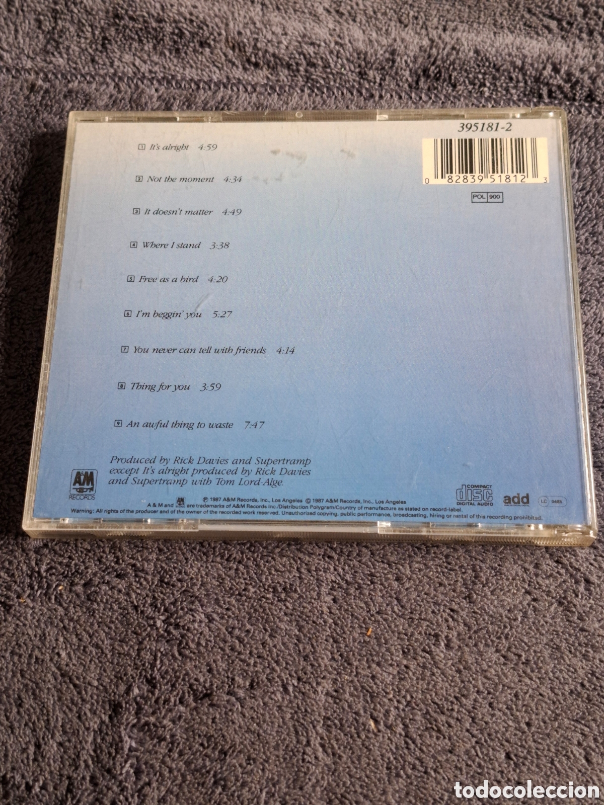 CDs de m&uacute;sica: CD38. Supertram - Free As A Bird 1987. - Foto 5