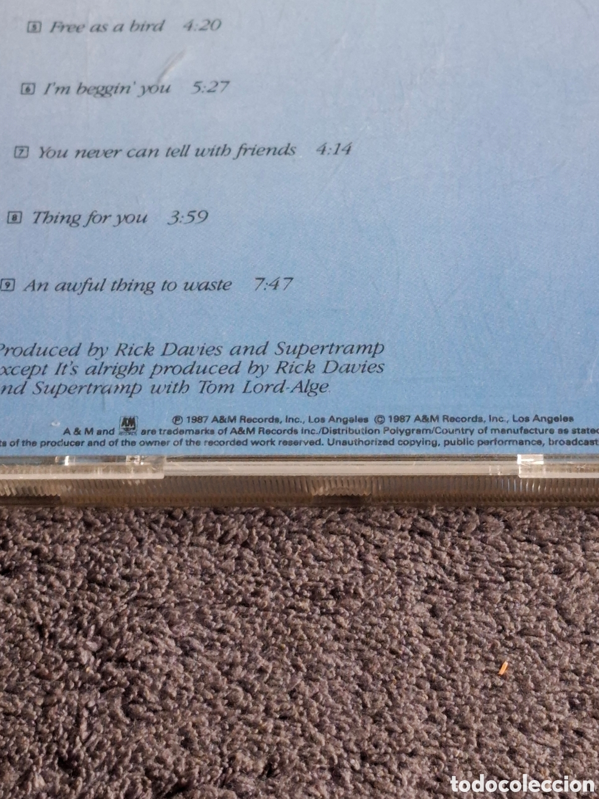 CDs de m&uacute;sica: CD38. Supertram - Free As A Bird 1987. - Foto 6