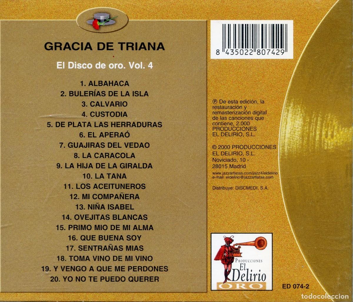 CDs de m&uacute;sica: GRACIA DE TRIANA. El disco de Oro, Sus 20 &eacute;xitos originales - Foto 2