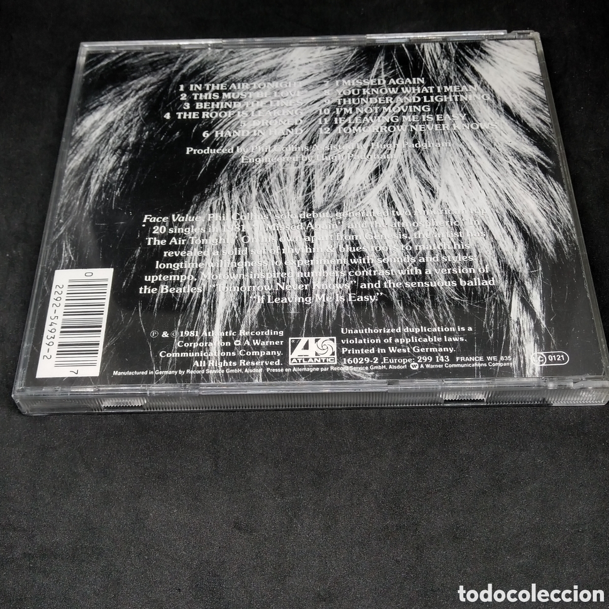 CDs de m&uacute;sica: PHIL COLLINS - FACE VALUE - 1981 - CD - DISCO VERIFICADO - Foto 2