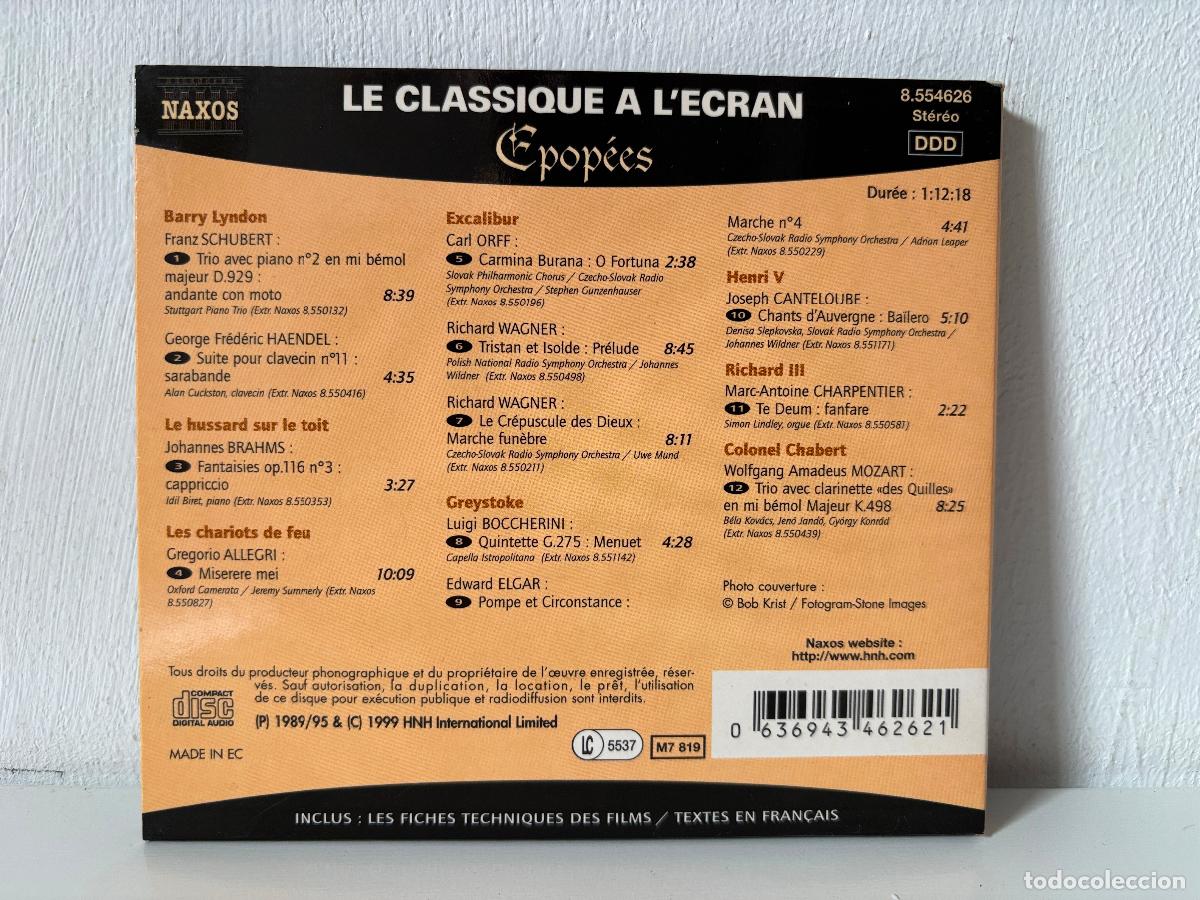 CDs de m&uacute;sica: Le Classique a L&acute;Ecran. Epop&eacute;es. PEDIDO M&Iacute;NIMO 5&euro; - Foto 2