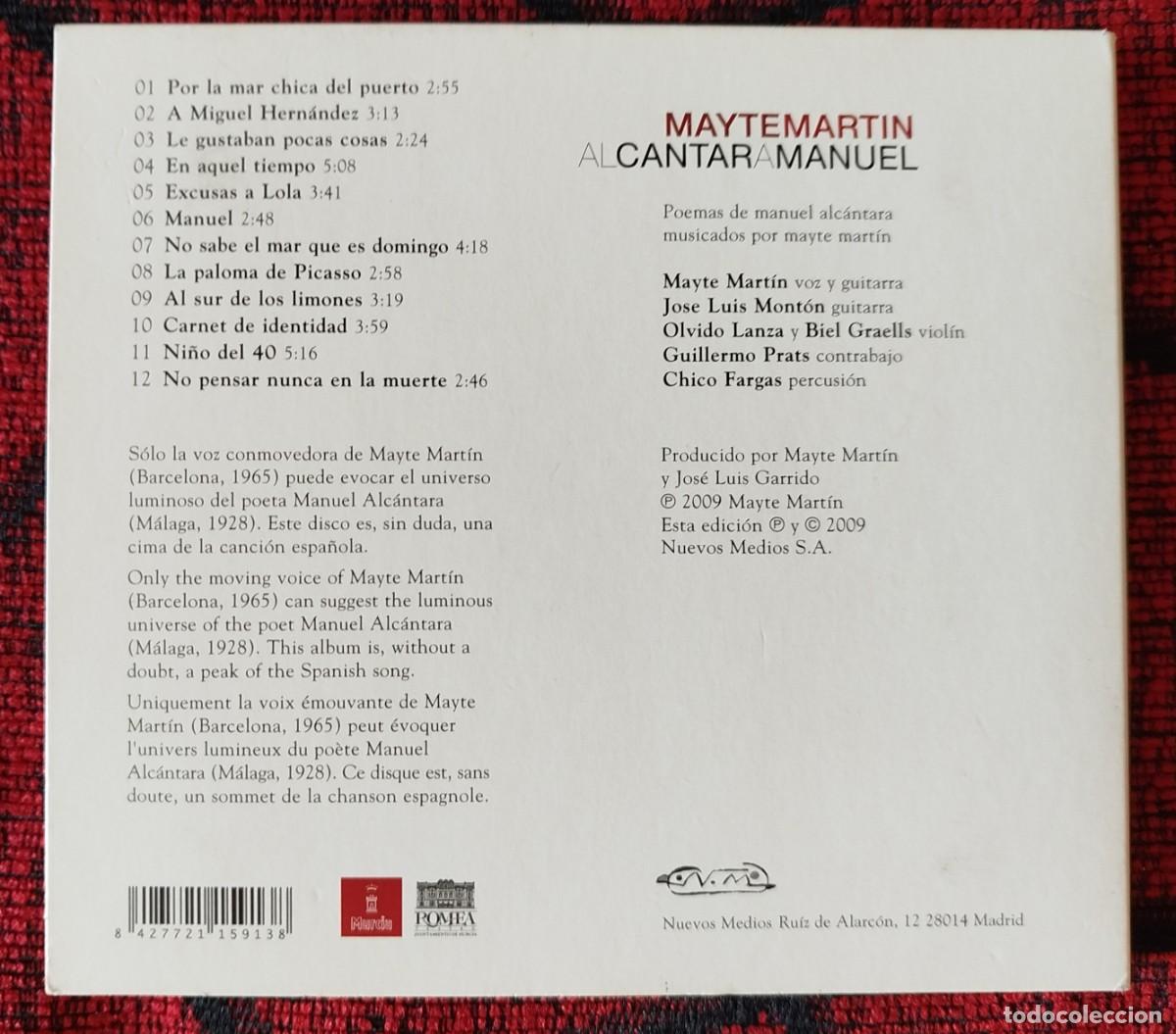 CDs de m&uacute;sica: MAYTE MARTIN ** Al Cantar A Manuel ** CD 2009 - Foto 2