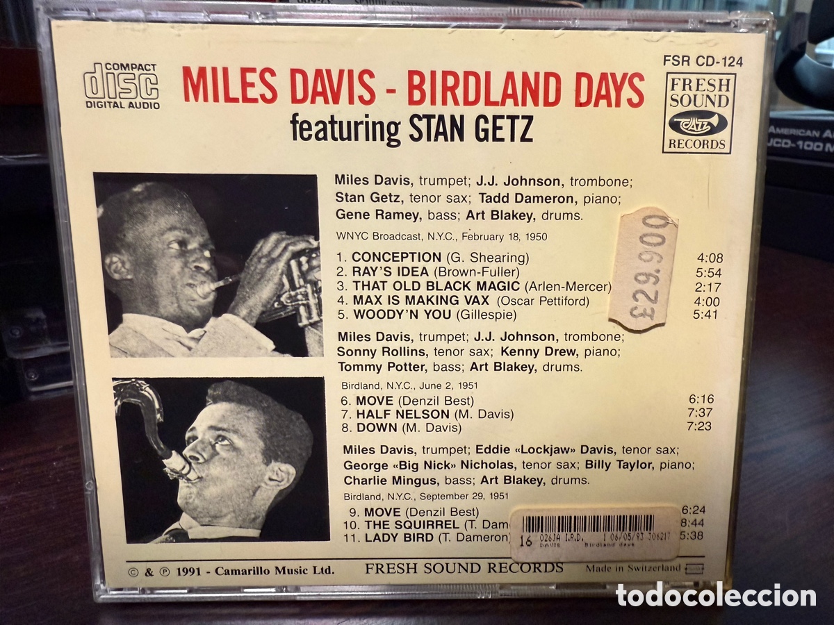 CDs de m&uacute;sica: Miles Davis Featuring Stan Getz - Birdland Days (CD) - Foto 2