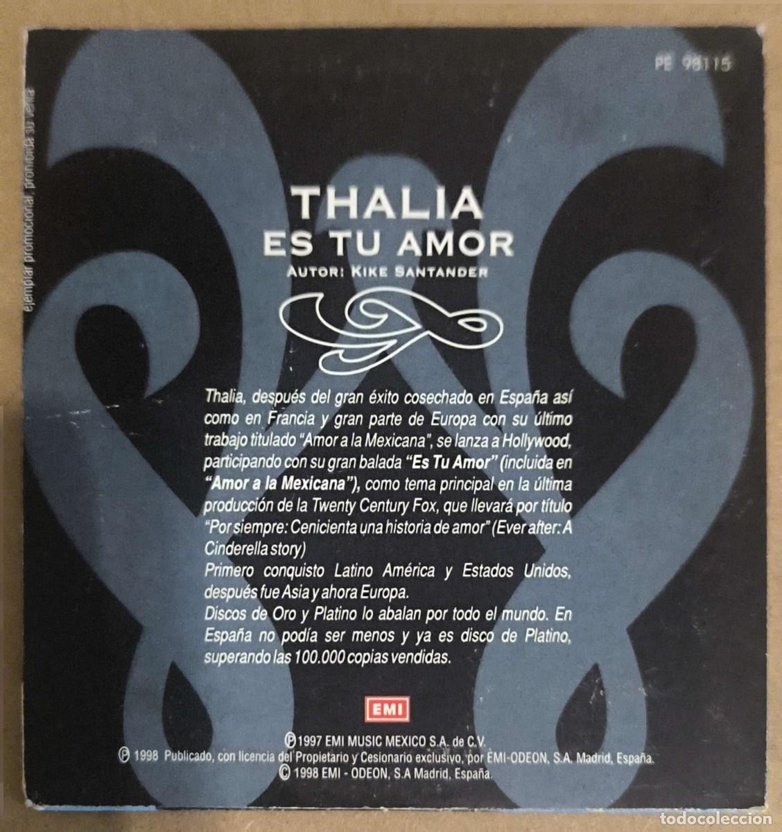 CDs de m&uacute;sica: THALIA (ES TU AMOR) CD Single 1998 - Foto 2