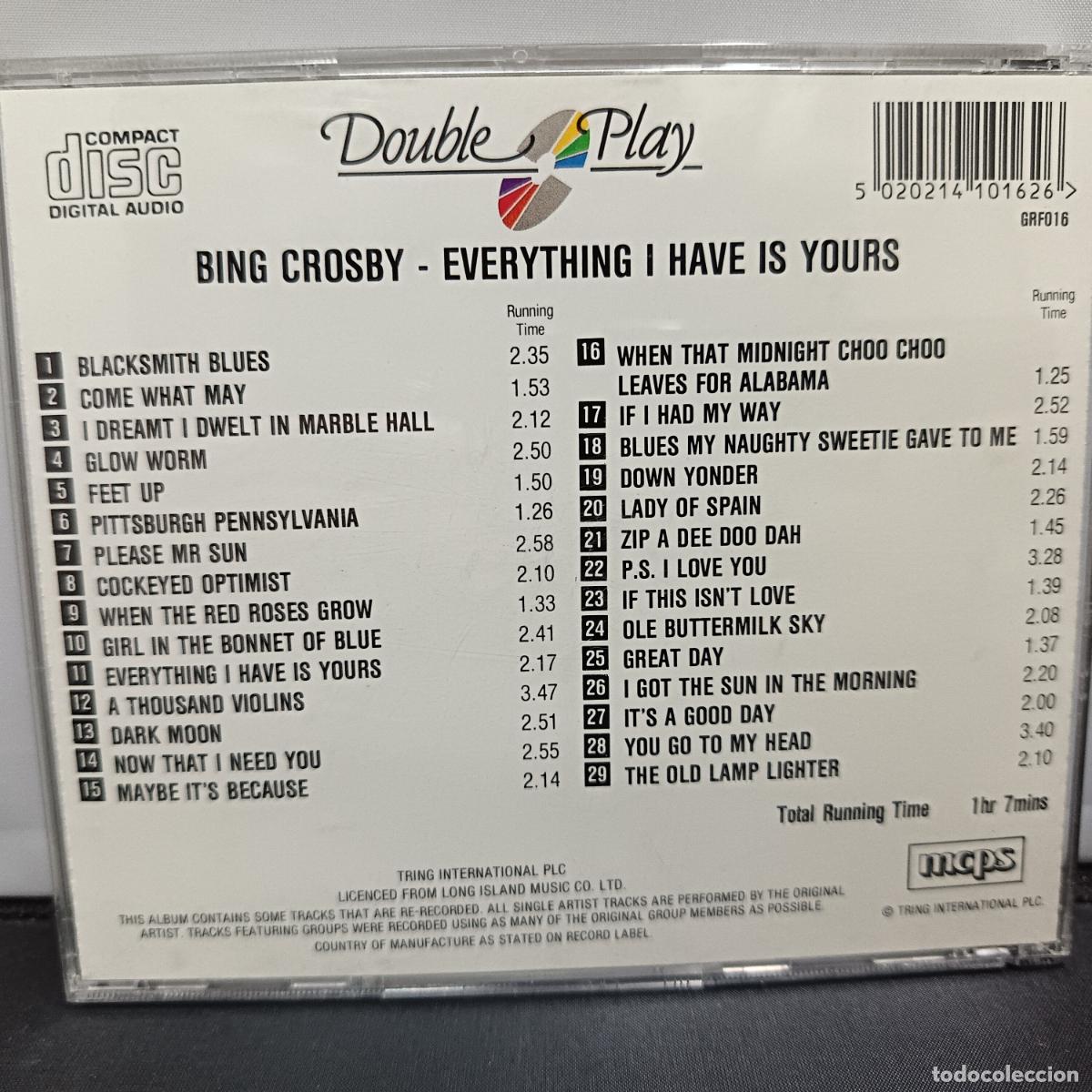 CDs de m&uacute;sica: BING CROSBY. EVERYTHING I HAVE IS YOURS. CD - Foto 2