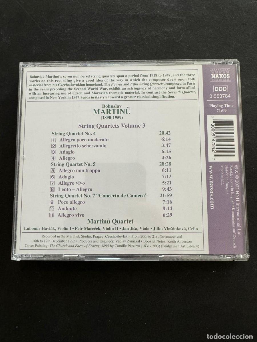 CDs de m&uacute;sica: Martinu Striing Quartets Nos.4, 5 and 7 CD - Foto 2