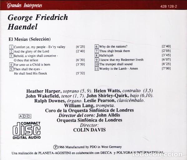 CDs de m&uacute;sica: Haendel / Colin Davis - El Mes&iacute;as - Foto 2
