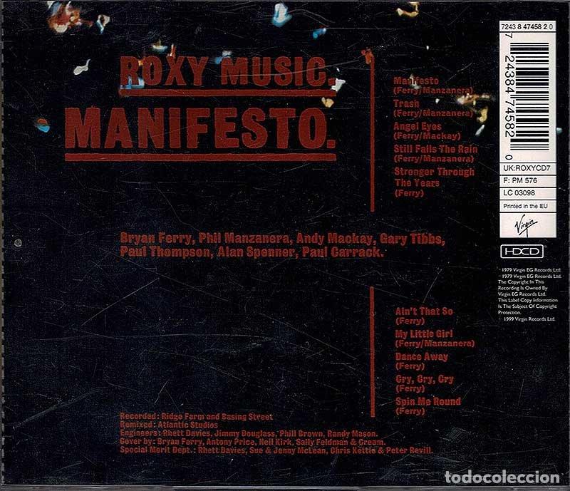 CDs de m&uacute;sica: Roxy Music - Manifesto. CD - Foto 2